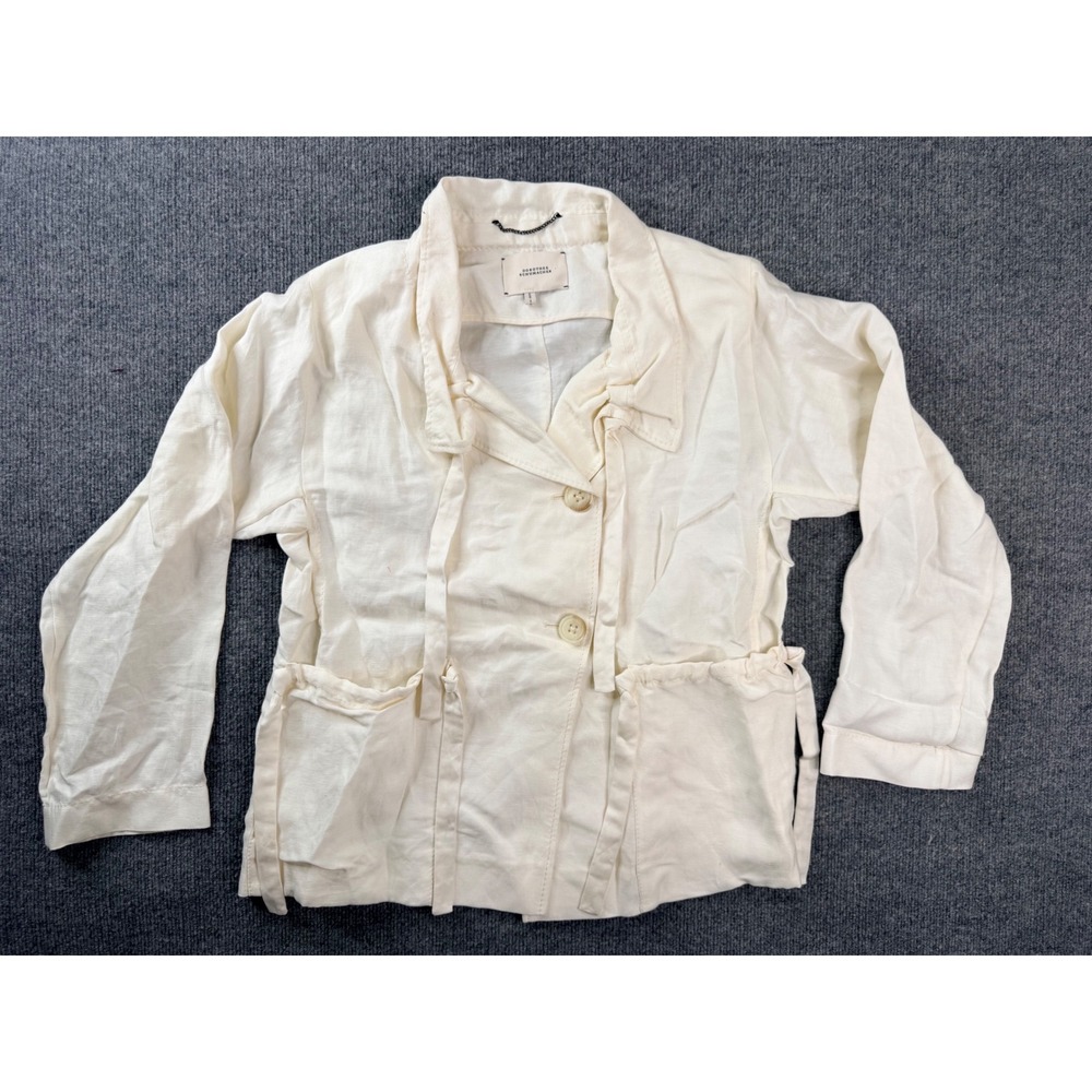 Dorothee Schumacher Cream Linen Blend Utility Jacket Drawstring Waist Size 2 47